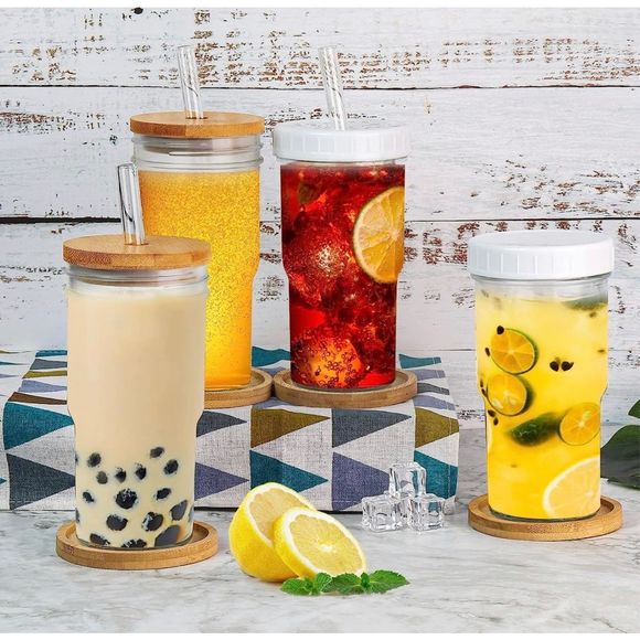 Personalized Iced Coffee Cup, Custom Beer Can Glass, boba cup with Bamboo lid, g - Picture 7 of 7